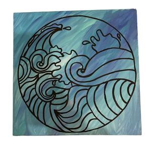 Ocean Hand Painted Canvas (10.5 x 10.5)